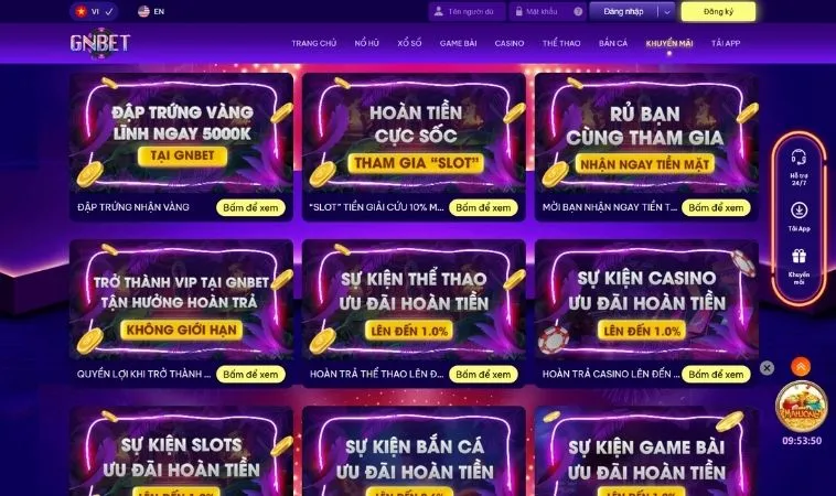 Khuyến Mãi Nhà Cái GNBET siêu hấp dẫn tặng người chơi