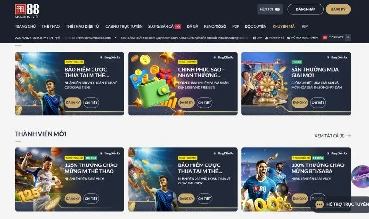 Tổng hợp các chương trình Khuyến Mãi Nhà Cái M88