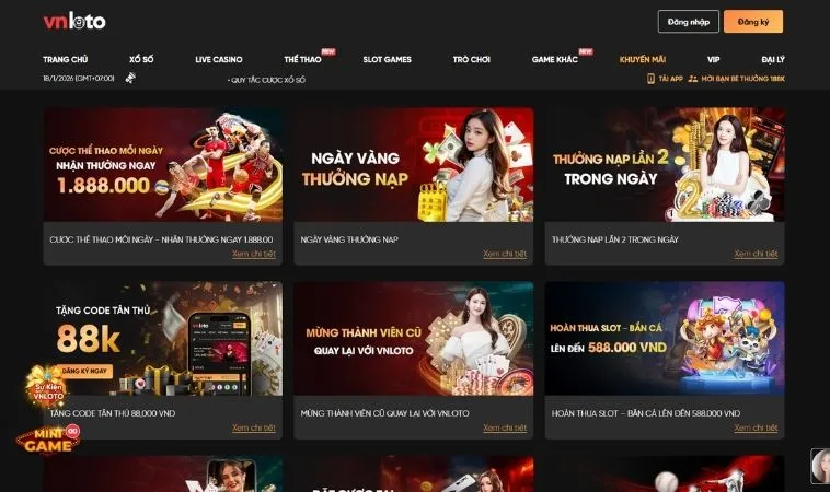 Tổng hợp các ưu đãi Khuyến Mãi Nhà Cái VNLOTO
