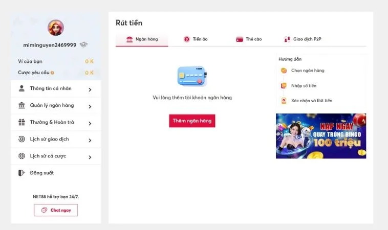 Hệ thống rút tiền tại 009 Casino thiết kế chuyên nghiệp