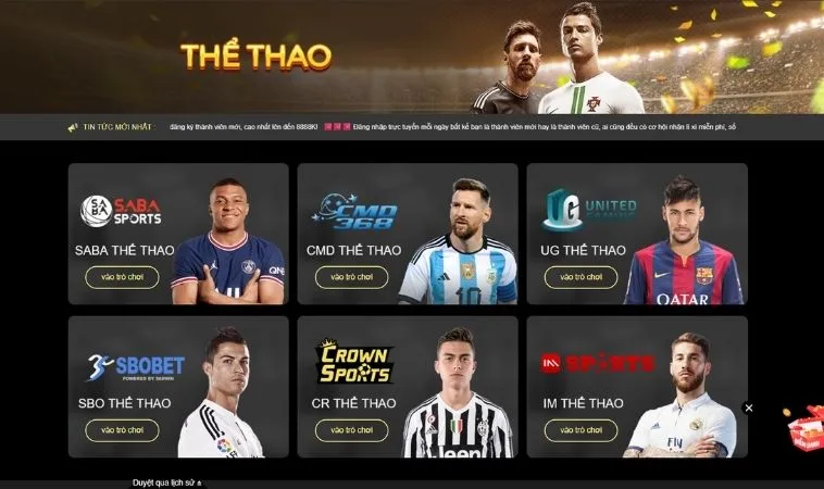 Sảnh thể theo 6686 hợp tác với nhiều nhà cung cấp uy tín